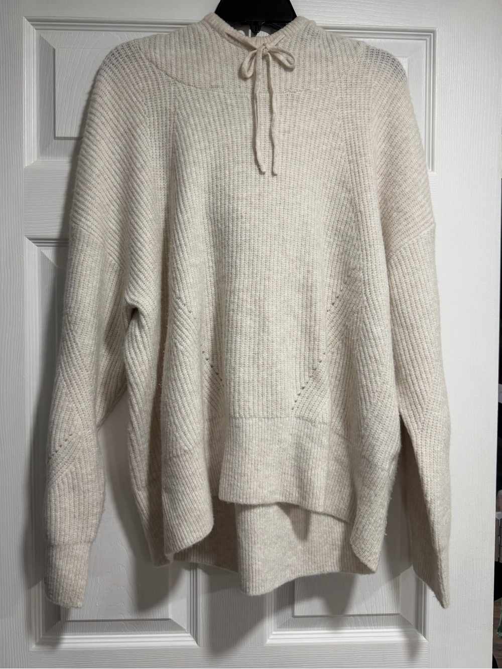 Calia Cream Ribbed Drawstring Hoodie
